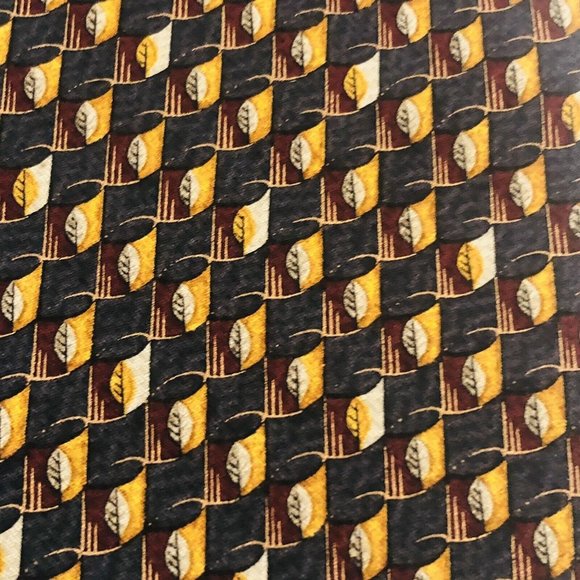 Two Bugatti Italian 100% Silk Ties Blue Abstact Fall Leaf Pattern - Picture 3 of 12